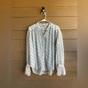 Lucky Brand Bohemian Floral Long Sleeve Button Down Top - Size Small